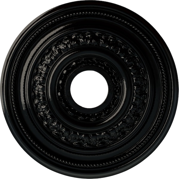 Ekena Millwork Orleans Ceiling Medallion (Fits Canopies up to 4 5/8"), 17 5/8"OD X 3 5/8"ID X 1 7/8"P, Black Pearl CM17OLBPS - main
